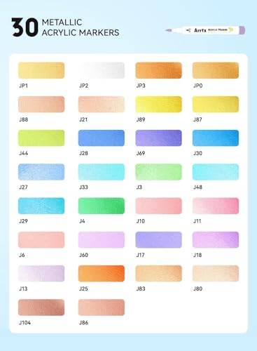 Arrtx Metallic Acrylic Paint Markers 30 Colors