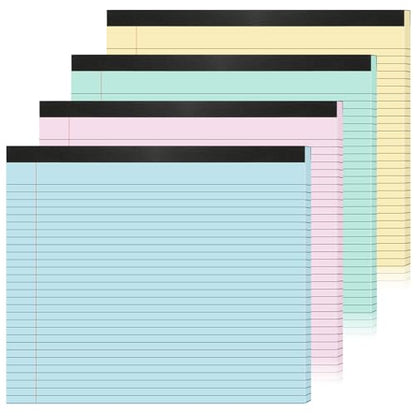 gisgfim 4 Pack 9.5"x 11" Legal Pads College Ruled Notepad - color: Pastel