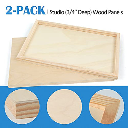 Falling in Art 2 Pack 11x17 Unfinished Birch Wood Panels Kit for Painting - size: 11*17 2-pack