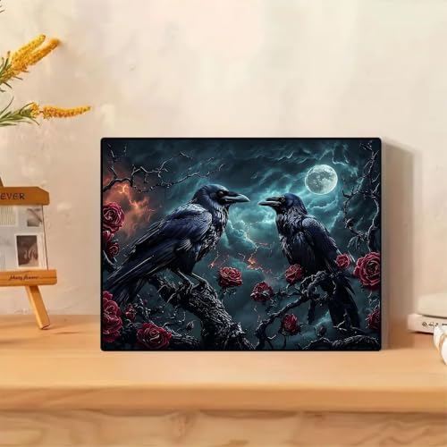 Halloween Crow Paint by Numbers Kit for Adults Beginner (Without Frame) - color: YH05001