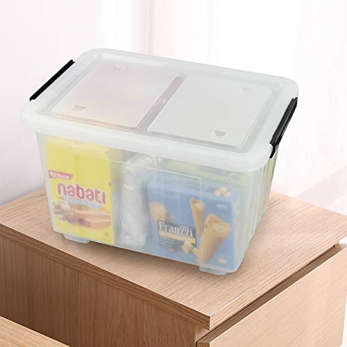 Asking 30 Qt Plastic Storage Bins with Lids, Clear Storage Box, 4 Pack - size: 30 L