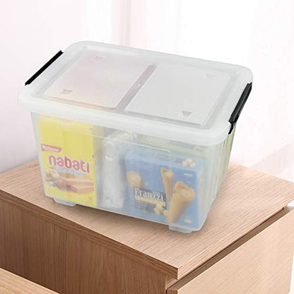 Asking 30 Qt Plastic Storage Bins with Lids, Clear Storage Box, 4 Pack - size: 30 L