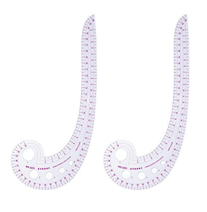 UTENEW French Curve Ruler Sewing, Comma Shaped 42cm Drawing Template Tool, Drafting Clothes Sleeves 2 Pack