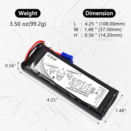 (2-Pack) 7.4V 2700mAh 10C Li-Po Battery for Hubsan X4 H501S, H501C