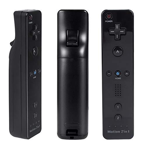 Motion Plus Wii Controllers 2Packs with Nunchucks, Wii Remote Controllers Compatible for wii and Wii U with Built in Motion Plus - color: black+black