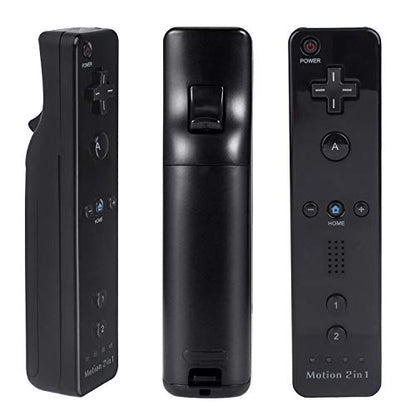 Motion Plus Wii Controllers 2Packs with Nunchucks, Wii Remote Controllers Compatible for wii and Wii U with Built in Motion Plus - color: black+black