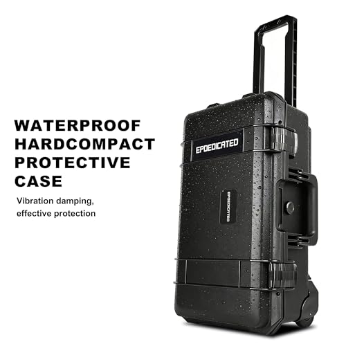 Rolling Hard Case, IP67 Protective Cases with Customizable Foam, Lockable Camera Gear Case with Wheels for Photography Equipment, Tools, 22.05x13.78x9.25in, Black