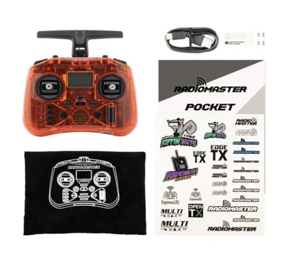 RadioMaster Pocket Portable Remote Controller Hall Gimbal EdgeTX Built in LED Light Mode 2 Batteries Not Included (Orange, ELRS)