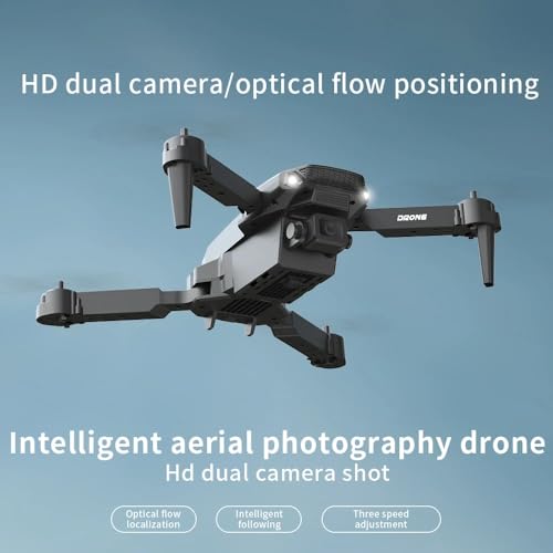 E88 Pro Drone with 4K Camera, WiFi FPV 1080P HD Dual Foldable RC Quadcopter Altitude Hold, Headless Mode, Visual Positioning, Auto Return Mobile App Control, Black, 7.83 x 7.17 x 2.87 inches, 02 batteries included