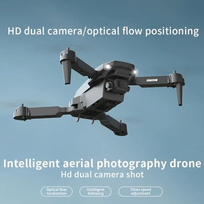 E88 Pro Drone with 4K Camera, WiFi FPV 1080P HD Dual Foldable RC Quadcopter Altitude Hold, Headless Mode, Visual Positioning, Auto Return Mobile App Control, Black, 7.83 x 7.17 x 2.87 inches, 02 batteries included