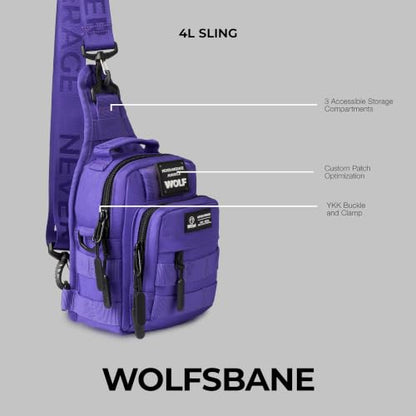 WOLFpak 4L Mini Tactical Sling Bag Crossbody - color: Wolfsbane Purple