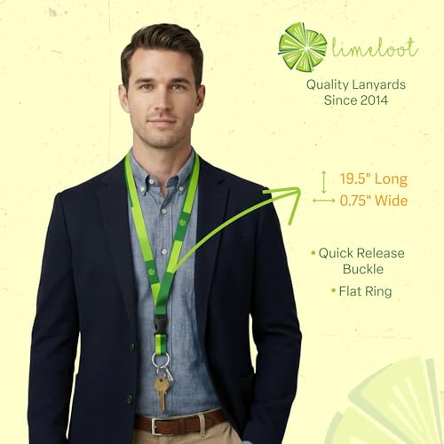 Limeloot Lanyard for Keys, ID Badge, Accessories | Neck Lanyard for Men and Women with Quick Release Buckle and Flat Ring - color: Hippie