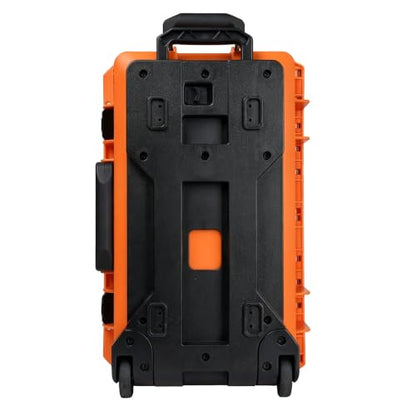 Large Rolling Camera Equipment Hard Case with Custom Foam,Waterproof and Shockproof for Drone,Telescopic Handle, Airplane Approved, 22.05x13.78x9.25in, Orange - color: Orange