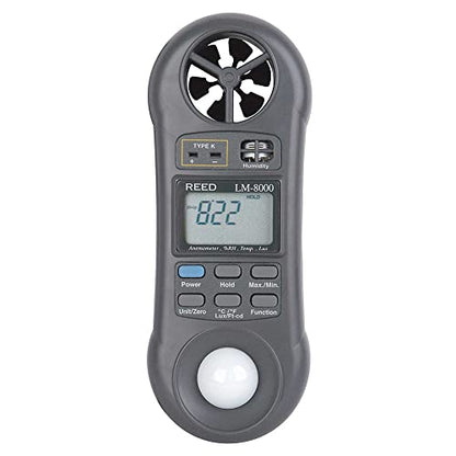 4 in 1 Environmental Quality Meter Anemometer Humidity Light Meter Tester Thermometer Model: LM-8000A Along with Calibration Certificate by INSTRUKART