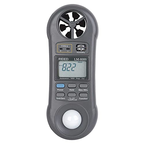 Digital Professional 4‑in‑1 Wind Meter – Anemometer + Data Logging, illuminance calibrated, and UV LED PAR lux – Ideal for HVAC Airflow Measurement, Ventilation System Testing| Model: LM-8000A