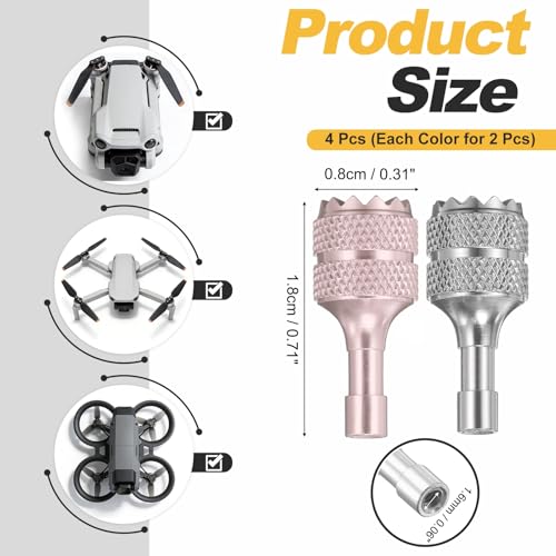 MECCANIXITY 2 Set Aluminum Controller Stick, Replacement Joystick Remote Controller Joystick Stick for Mini4 Pro Air3S Drone Remote Accessories, Pink/Silver - color: Pink/Silver