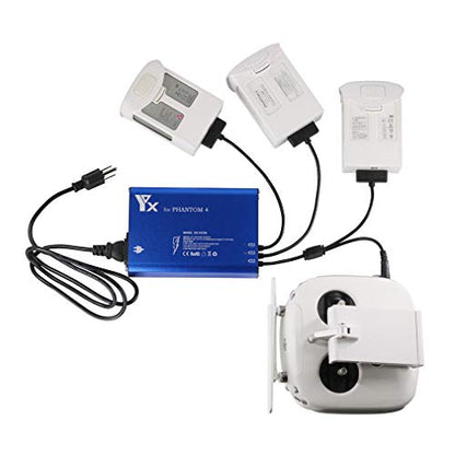 Hanatora 4 in 1 Rapid Multi Battery Charger with Ground for DJI Phantom 4/4 Advanced/4 Pro V2.0/4 Pro Plus Obsidian Drone&Remote Controller,Parallel Charging hub for Phantom 4 Series