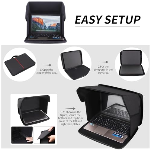 Laptop Sun Shade,Laptop Sun Glare Shield Privacy Cover for Working Outside - size: 15-16''