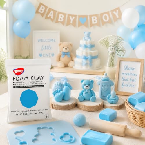 BOHS Foam Clay, Sky Blue Air Dry Modeling Clay, 1.1 lb - color: Sky-blue, size: 500 g