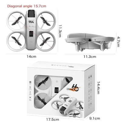 Mini Drone with Dual Camera and Propeller Guards, RC Helicopter Quadcopter - color: White