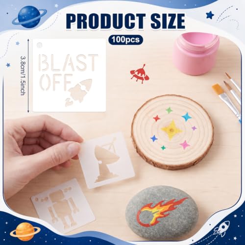 Fainne 100 Pcs 1.5 Inch Space Theme Small Stencils for Crafts - style: Space