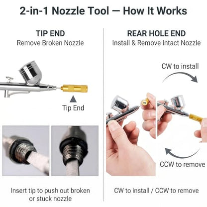 HUBEST 9pc Airbrush Nozzle Replacement Kit, 0.2/0.3/0.5mm & Repair Tool - size: KIT3