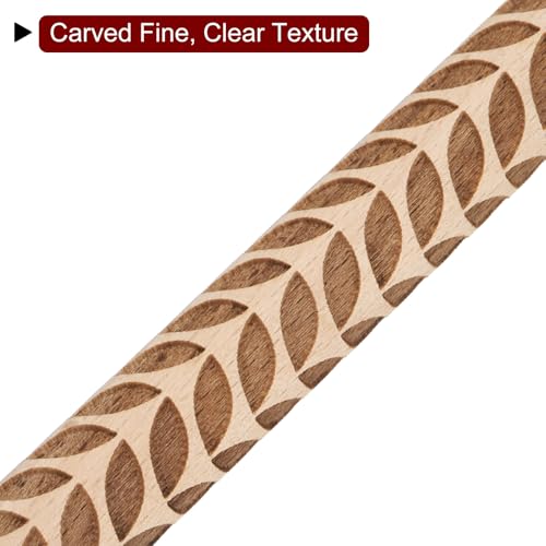 HARFINGTON Wood Clay Roller 4" Leaf Pattern Rolling Pins Wood Rollers Pottery Tools Wood Grain Texture Rollers for Clay Baking Dough Playdough DIY - style: Leaf