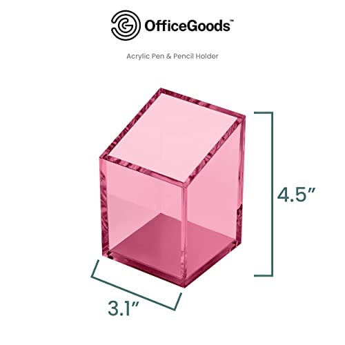 OfficeGoods Acrylic Pen and Pencil Holder, Pink - color: Pink