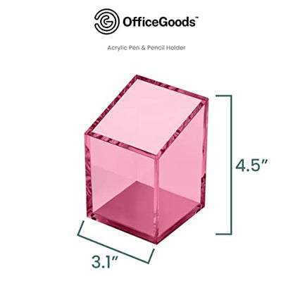 OfficeGoods Acrylic Pen and Pencil Holder, Pink - color: Pink