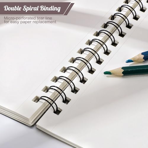 9×12 Sketch Book, Spiral Bound, 50 Sheets, Acid-Free Drawing Pad - color: Reddish brown, size: 9 x 12inch(1 Pack)