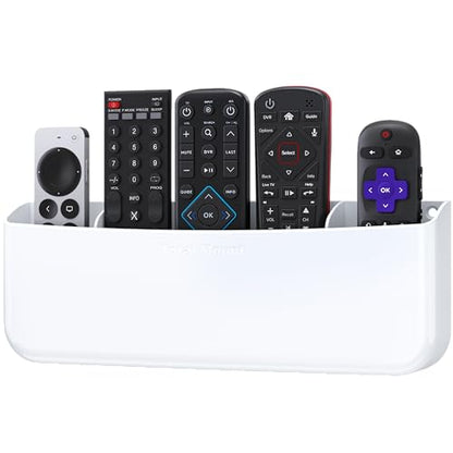 TotalMount Drop-Free Remote Holder – Removable Adhesive Strips – Pro White - color: For 5 or 6 Remotes – Premium White