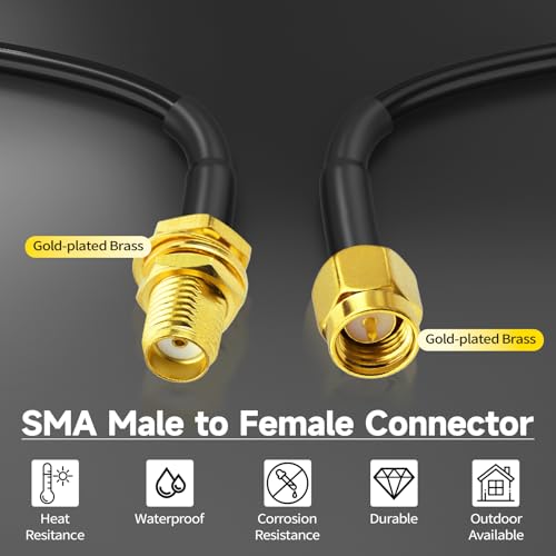 Superbat SMA Male to SMA Female Bulkhead Mount Antenna Extension Cable 5m - size: 16.4ft