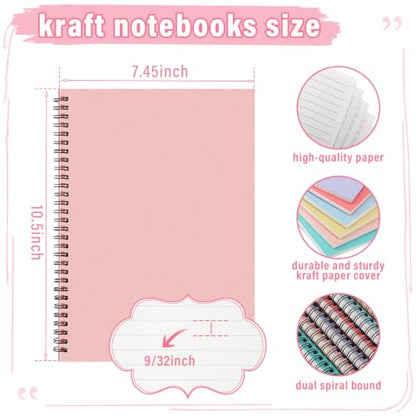 Fuutreo 6 Pack Spiral Notebook 10.5x7.45 Notebook,Artistic Color,Bright - color: Artistic Color