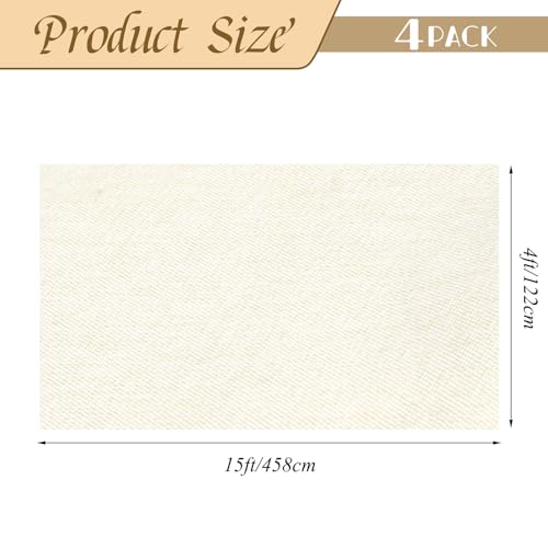 4 Pack Flaxen Waterproof Polyester Drop Cloths, 4 X 15 FT - color: Flaxen, size: 4 x 15 ft