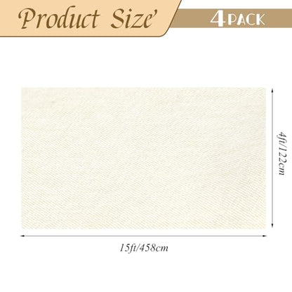 4 Pack Flaxen Waterproof Polyester Drop Cloths, 4 X 15 FT - color: Flaxen, size: 4 x 15 ft