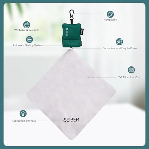 SEIBER Microfiber Glasses Cleaning Cloth with Keychain, Dark Green, 2PCS - color: Dark Green