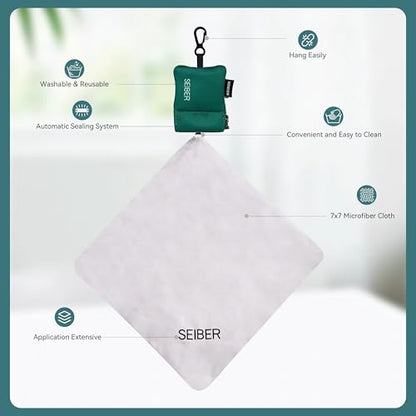 SEIBER Microfiber Glasses Cleaning Cloth with Keychain, Dark Green, 2PCS - color: Dark Green