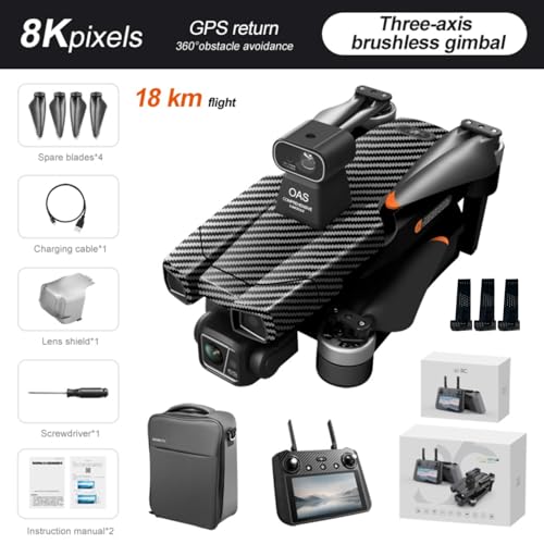 AE86ProMax Drones with camera for Adults 4k,3 Batteries Carbon - color: Carbon Fiber