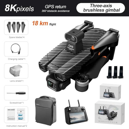 AE86ProMax Drones with camera for Adults 4k,3 Batteries Carbon - color: Carbon Fiber