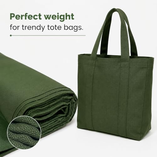 Wildarms 100% Cotton Canvas Fabric by The Yard - 59" Wide 12oz(per Linear Yard) Medium-Heavy Duck Canvas for Sewing DIY, Tote Bags, Upholstery & Embroidery (Army Green, 1-Yard Pre-Cut Piece) - color: Army Green, size: 1-Yard Pre-Cut (Non-Continuous)