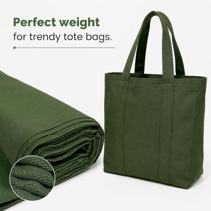 Wildarms 100% Cotton Canvas Fabric by The Yard - 59" Wide 12oz(per Linear Yard) Medium-Heavy Duck Canvas for Sewing DIY, Tote Bags, Upholstery & Embroidery (Army Green, 1-Yard Pre-Cut Piece) - color: Army Green, size: 1-Yard Pre-Cut (Non-Continuous)