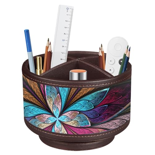 360°Rotatable TV Remote Control Holder with 4 Compartments Desk Accessories - color: Butterfly