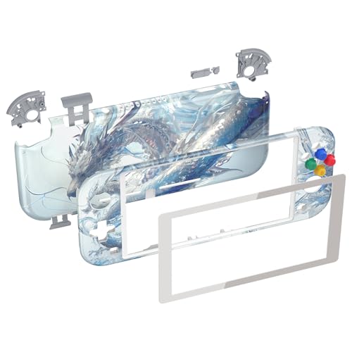 eXtremeRate DIY Replacement Shell for Nintendo Switch Lite, Crystal Dragon NSL Handheld Controller Housing w/Screen Protector, Custom Case Cover for Nintendo Switch Lite - Without Console - color: Crystal Dragon