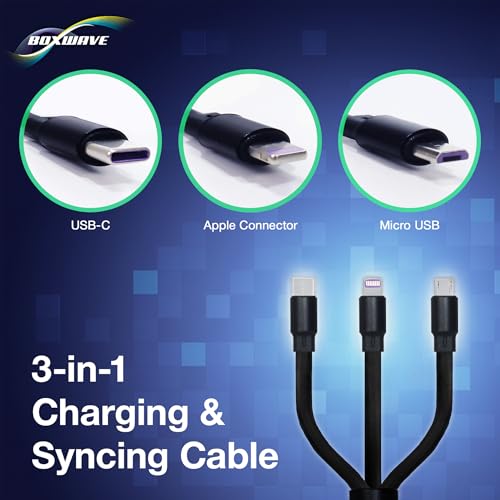 BoxWave Cable Compatible with Fimi Mini 3 Drone with 3 Batteries - AllCharge PD miniSync (100W), Retractable High-Speed Charging Portable USB Cable - Jet Black
