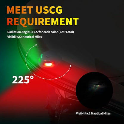 RVZONE White IP67 LED Boat Navigation Light, Red & Green for Pontoon Yacht - color: White