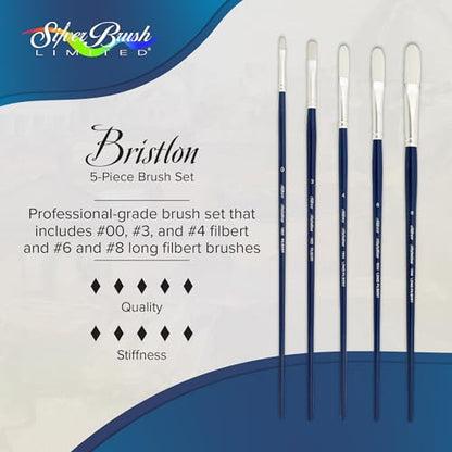 Silver Brush Limited Bristlon Multi-Length Filbert Oil Paintbrush Set, 5pc - color: Multilength Filbert Set, size: 5 count