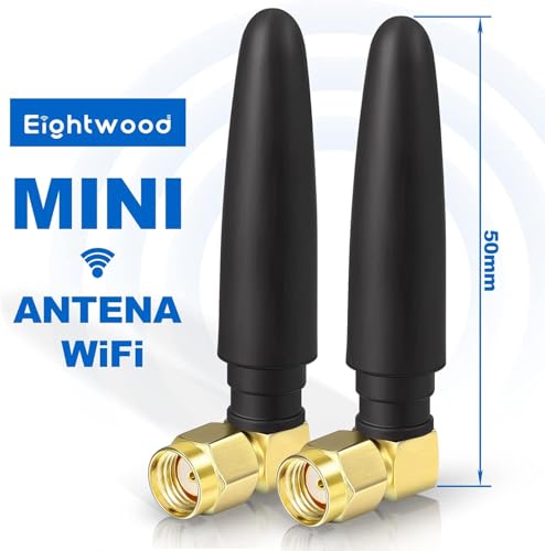 Eightwood Compact Dual Band WiFi Antenna, RP-SMA Right Angle Antenna 2-Pack