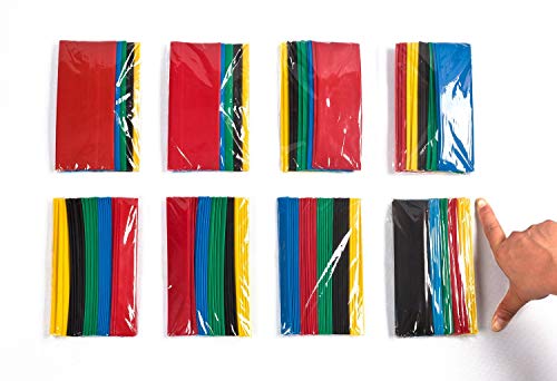SummitLink 145Pcs Large Size Heat Shrink Tube Combo Pack Total Length 71ft Jumbo heat-shrink Tube 5 Colors 8 Sizes Assorted Tubing Wrap Sleeve Set