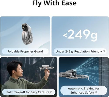 DJI Flip Drone with RC-N3 Remote Controller with 4K UHD Camera for Adults, Under 249 g, Palm Takeoff, Auto Return, 31-Min Flight Time + Backpack, SD Card + Landing Pad, Card Reader