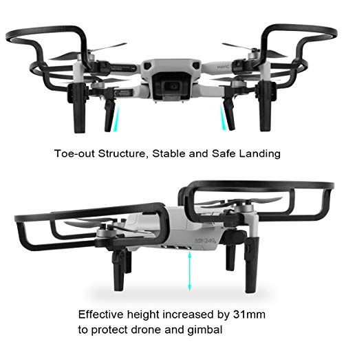 Upgraded Version 2 in 1 Mavic Mini 2 Propellers Guard Rings with Foldable Landing Gear Quick Release Extension Leg Protection Accessory for DJI Mavic Mini 1/Mini 2 /Mini SE Drone(Grey) - color: Propeller Guards